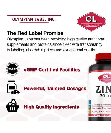Buy Olympian Labs Zinc 30mg - 100 Capsules | Immune Support & Antioxidant - Buy Online on GoSupps.com