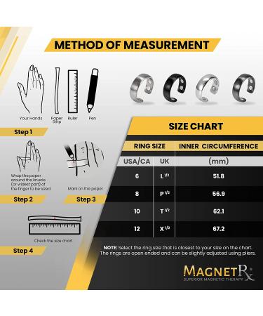 MagnetRX Magnetic Therapy Pain Ring - Stainless Steel Arthritis Ring for Men | Black Size 8 - Buy Online on GoSupps.com