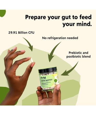 Prebiotics and Probiotics Mood Biotics by PYM with 22.91 Billion CFU (60 Count) Gut Health & Mood Support Supplement | Non-GMO Vegan Gluten Free Biotics 60count - Buy Online on GoSupps.com