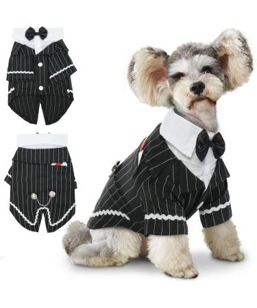 DENTRUN Dog Tuxedo Suit with Bow Tie - XL Black Dog Wedding Clothes & Christmas Outfit - Buy Online on GoSupps.com