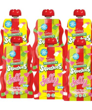 Drumsticks Squashies Original Raspberry Sour Apple And Cherry Jelly Pouch 80g | Pick any Flavour & Number of Pouches | VIMIX - Buy Online on GoSupps.com