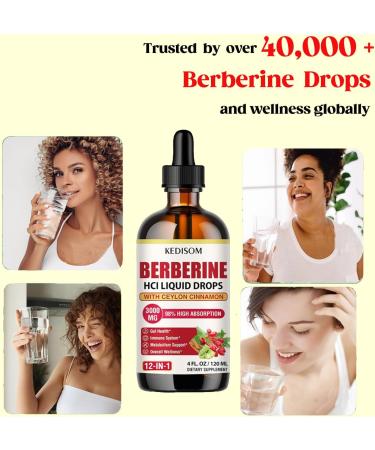 12-in-1 Berberine Supplement Liquid Drops 2 Fl Oz, 3000mg Liposomal Berberine HCL Complex with Ceylon Cinnamon Plus Turmeric, High Absorption Berberine Drops 2 Fl Oz (Pack of 1) - Buy Online on GoSupps.com