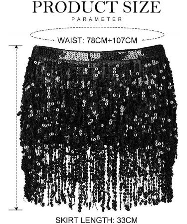 Victray Belly Dance Hip Scarf Sequin Wrap Rave Costume - Black | Women's Tassel Skirt - Buy Online on GoSupps.com