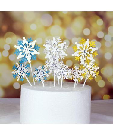 Personalised Cake Toppers Cake Decorations 3pcs/Set 3D Glitter Snowflake Cupcake Toppers Baby Shower Cake Decoration Christmas Birthday Decor Supplies (Color : Blu) - Buy Online on GoSupps.com