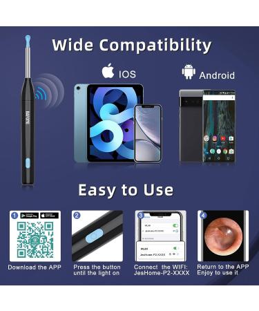 BAFOME Ear Wax Removal Kit with 6 Ear Picks and 1920P Camera - Ear Cleaning Tool for iPhone, iPad, Android - Wax Remover with Light - Buy Online on GoSupps.com