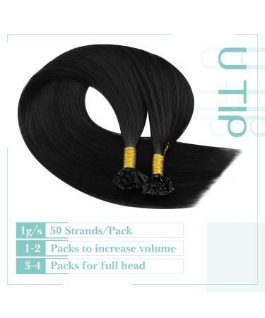 Youngsee Extensions | 50cm Real Hair U Tip Bonding Extensions | Remy Keratin Bondings | Smooth & Recovery | Black | 1g/Strand - Buy Online on GoSupps.com