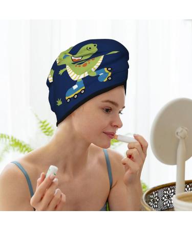 Super Absorbent Dino Roller Skate Microfiber Hair Towel for Women - Quick Dry Coral Velvet Wrap for Long Curly & Thick Hair - Buy Online on GoSupps.com