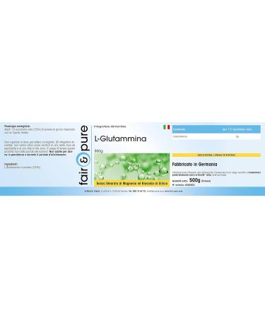 Fair & Pure L-Glutamine 500g Powder - 100% Pure Vegan Proteinogenic Amino Acid - Buy Online on GoSupps.com