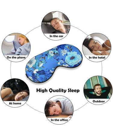 Breathable Sleep Mask for Men & Women | Blue Floral Eye Cover | Adjustable Light Blocking Eyeshade for Comfortable Night Sleeping & Naps - Buy Online on GoSupps.com