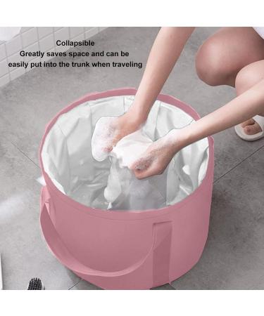Foldable Foot Tub Polyester Double Layer Collapsible Camping Bucket with Storage Bag for Outdoor (Pink) - Buy Online on GoSupps.com