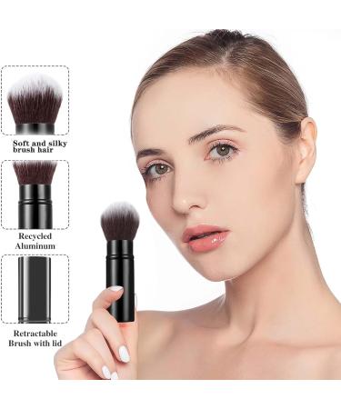 Hanaoops Face Brushes 2 Pieces Retractable Kabuki Makeup Brush Apply All Face Makeup Foundation for Liquid Travel Face Blush Brush Portable Powder Brush with Cover Black - Buy Online on GoSupps.com