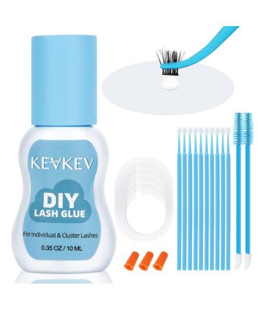 Individual Lash Glue 10ML Cluster Lash Glue Clear Lash Bond Mild Waterproof Eyelash Glue for Lash Clusters DIY Lash Extension 48 Hours Long Lasting Eyelash Glue Self Application (10ml Clear) 10ml Clear DIY Lash Glue - Buy Online on GoSupps.com