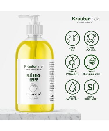  Kr utermax. Orange liquid soap with orange oil - Pure and natural for the skin - Cosmetic - 1 x 250 ml - Buy Online on GoSupps.com