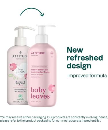 ATTITUDE 2-in-1 Baby Shampoo & Body Wash 473 mL - EWG Verified, Vegan, Unscented - Buy Online on GoSupps.com