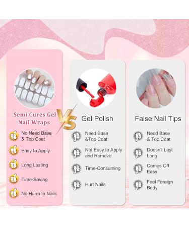 Semi Cured Gel Nail Wraps 22PCS White Glitter Gel Nail Polish Strips Soft Self-Adhesive Gel Nail Stickers Salon-Quality Manicure Set Long Lasting Nail Gel Polish Strips UV/LED Lamp Required - Buy Online on GoSupps.com