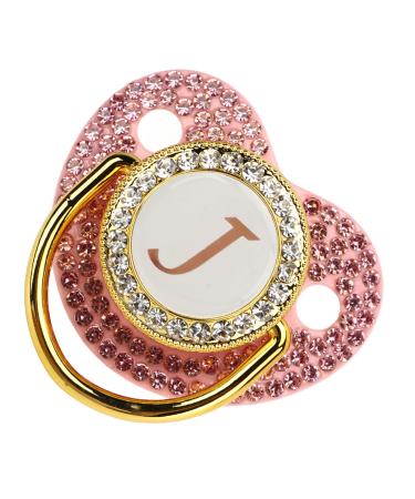 Golden Baby Pacifier Curved Design Lightweight Durable for Home for Babies from 6 to 18 Months (Letter J)