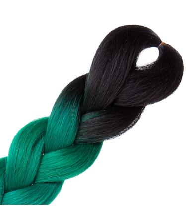 LDMY Ombre Black Green Blue Braiding Hair Extensions - 6pcs Jumbo Synthetic Hair 100g Each - Buy Online on GoSupps.com