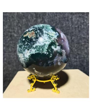 Natural Sphere 1pc Natural Crystal Moss Aquatic Agate Ball Quartz Gemstone Polished Home Decoration (Color : 890-700g)