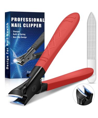 Lager Nail Clipper Toenail Clippers for Thick Nails Nail Cutter for Thick Nails Nail Clipper for Women Curved Edge Non-Slip Nail Trimmers Portable Ultra Sharp Nail Clippers Men Toenail Clippers red