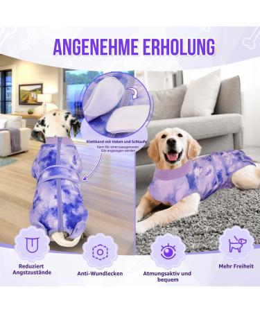 Buy Slowton Dog Recovery Suit - Soft Breathable Anti-Wound Protection for Male Dogs | E-Neck Band & Zipper XS Tie-Dye Purple - International Shipping Available - Buy Online on GoSupps.com