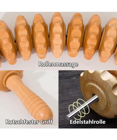 Natural Wooden Massage Roller with Handle - Curved Back Massager for Neck Legs & Body | International Shipping - Buy Online on GoSupps.com