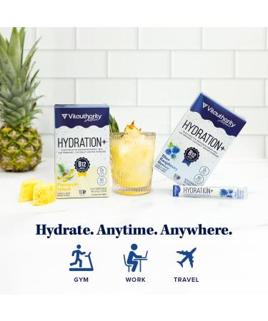 Hydration Electrolyte Powder Packets Blend Magnesium Calcium Sodium Potassium | Coconut Water + Vitamin C & B12 | Sugar-Free Vegan Non-GMO Energy & Immune Support 18 Servings Blue Raspberry Flavor - Buy Online on GoSupps.com