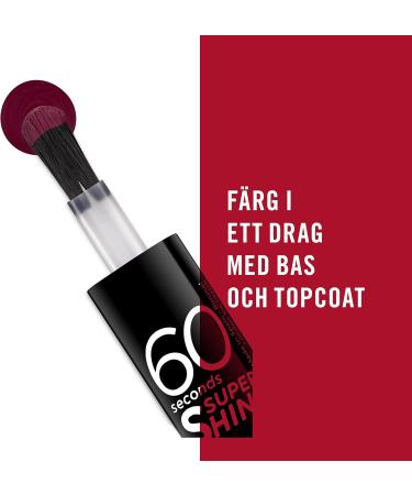Rimmel 60 Seconds Super Shine Colour Block Nail Polish - Ultra Shine and Long Lasting - Quick Drying 712 Berry Pop 8 ml (Pack of 1) - Buy Online on GoSupps.com