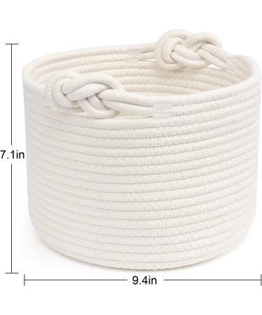 ABenkle Small Woven Basket - Cotton Rope Storage for Pets & Baby - Nursery & Bathroom Decor - White 9.4 x 9.4 x 7.1 - Buy Online on GoSupps.com