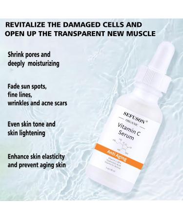 Vitamin C Serum Face With Hyaluronic Acid Vitamin E 20% Vitamin C for Anti-wrinkle Dark Circle Restore & Boost Collagen Firming skin - 1Oz - Buy Online on GoSupps.com