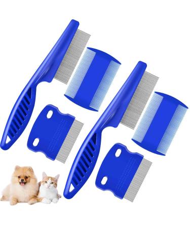 Brillirare 6 Pack Flea Lice Comb Stainless Steel Dog Cat Grooming Combs with Rounded Teeth 2-in-1 Double Sided Professional Pet Tear Stain Remover Dematting Tool for Small Medium & Large Pets - Buy Online on GoSupps.com