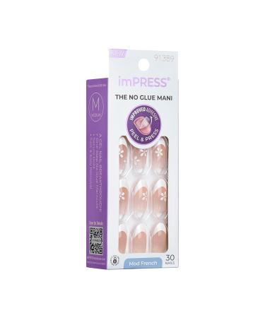 KISS imPRESS No Glue Press-On Nails - Fearless French Almond Shape Light Neutral & White Tip 30 Nails Easy Application - Buy Online on GoSupps.com