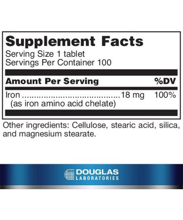 Douglas Laboratories Amino-Iron 100 Tablets | Highly Absorbable Iron/Amino Acid Supplement - Buy Online on GoSupps.com