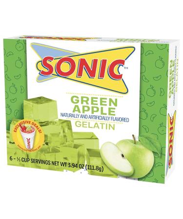 Sonic Gelatin Mix, Green Apple, 3.94 OZ (Pack of 6)