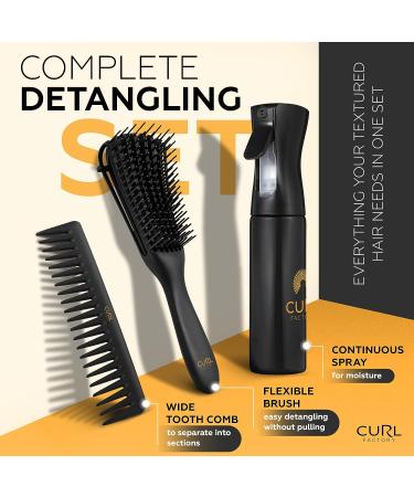 3pcs Detangling Comb and Brush Set for Curly Hair + Continuous Mist Spray Bottle - Wide Tooth Comb and Brush Detangler for Natural Black Hair (10oz) - Ideal for Women, Men, and Kids with 2a-4c Hair Type - Buy Online on GoSupps.com