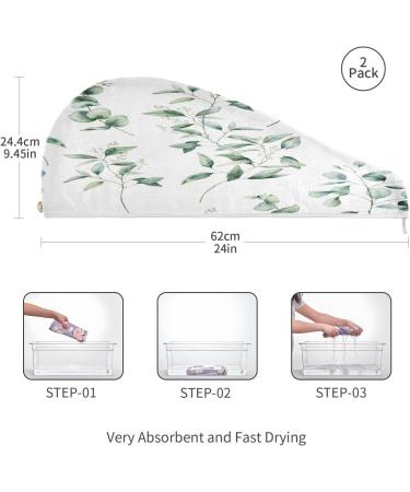 Branch and Leaves Dry Hair Cap - 2 Piece Quick Dry Towel Set with Button Headband | Super Absorbent & Soft | Ideal for International Shipping - Buy Online on GoSupps.com