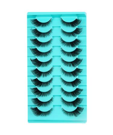 Clear band eyelash russian volume fluffy strip lashes 10 pair of naturally wispy d curly false eyelashes look like extensions ... (htz2)