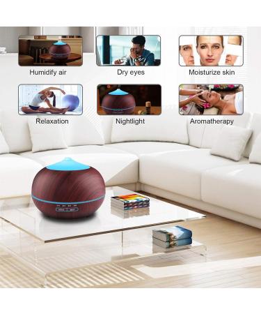 Buy 400ml Ultrasound Aroma Diffuser for Essential Oils - Wood Grain Brown | 7-Color LED Humidifier for Bedroom & Office - Buy Online on GoSupps.com