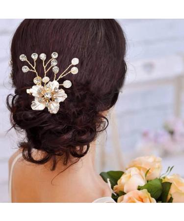 Tlily Hair Jewelry Gold Women Crystal Comb Bride Hair Accessories Handmade Wedding Flower Hair Comb Headdress - Buy Online on GoSupps.com