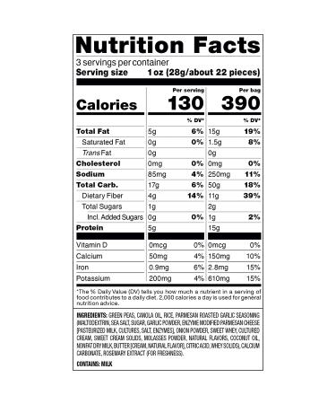 Harvest Snaps Green Pea Snack Crisps Parmesan Roasted Garlic 3.0 oz (Pack of 4) - Gluten-Free & Plant-based - Buy Online on GoSupps.com