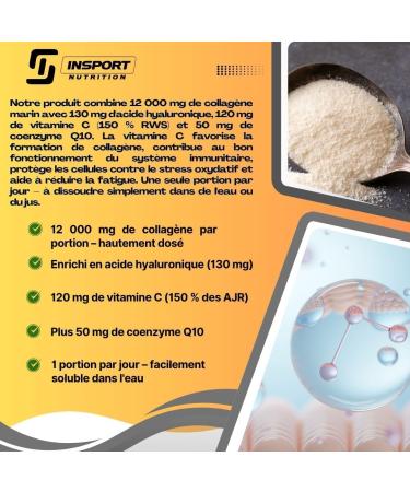  INSPORT Nutrition Marine Collagen 12 000 mg formula with hyaluronic acid vitamin C (normal collagen formation) coenzyme Q10 | INSPORT Nutrition - Buy Online on GoSupps.com