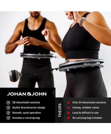 Johan & John Smart Weighted Hula Hoop - Infinity Hoop for Weight Loss & Fitness - Scandinavian Design - 28 Detachable Knots - Carrying Bag - Black - Buy Online on GoSupps.com