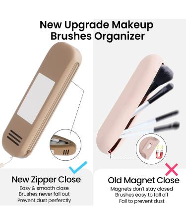 Travel Makeup Brush Holder with Mirror | Silicone Cosmetic Organizer with Zipper | Large Makeup Travel Essentials for Women - Buy Online on GoSupps.com