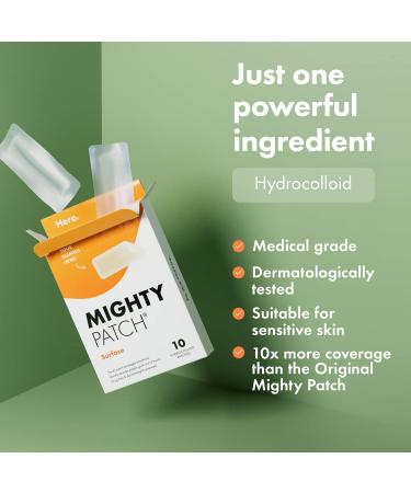 Hero Cosmetics Mighty Patch XL - 10 Large Hydrocolloid Surface Spot Patches | Day & Night Acne Treatment Stickers for Face & Body - Buy Online on GoSupps.com