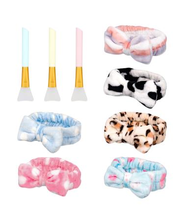 FIRDINK 6 pieces spa-headband face make-up headband soft coral red made of fleece headband with 3PCs silicone brushes for showers and face washing your face - Buy Online on GoSupps.com