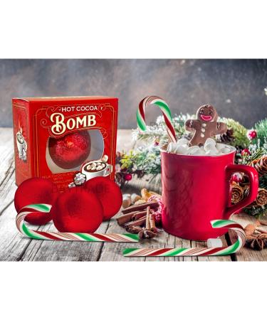 3x Hot Chocolate Bombs with Marshmallows 3x Christmas Candy Canes Sweets Christmas Eve Box Fillers for Kids Teenage Girls Boys Toddler Adults | Xmas Stocking Fillers Drinking Chocolate Peppermint (3) - Buy Online on GoSupps.com