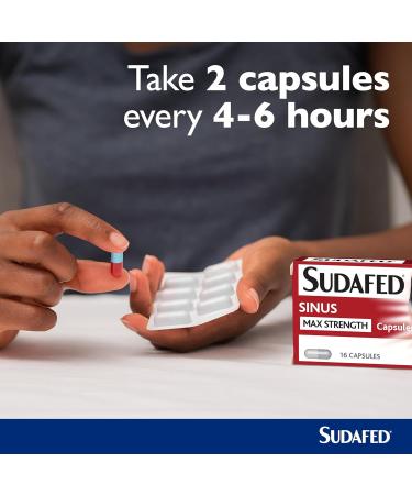 Sudafed Sinus Max Strength Capsules Relieves Sinus Pressure and Pain Relieves symptoms of Blocked Nose Headache Fever Aches and Pain pack of 16 - Buy Online on GoSupps.com