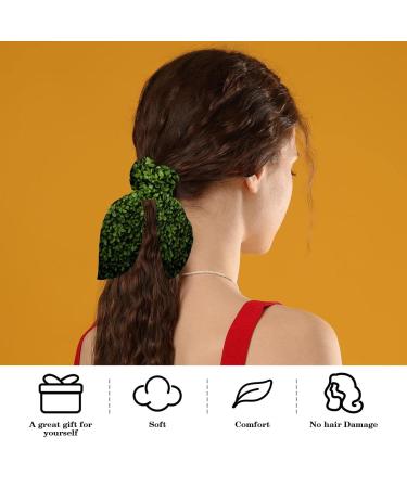 Green Leaves Pattern Spring Women's Scrunchies - 6-Pack Elastic Hair Bands | Hair Accessories for Women - Multi-colored - Buy Online on GoSupps.com