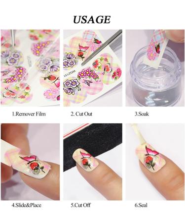 Cyalean Nail Art Stickers 24 Sheets Water Transfers DIY Art Nail Stickers Self Adhesive Colorful Flowers Watermark Nail Sticker for Women Girls Manicure DIY and as Kids Craft Art - Buy Online on GoSupps.com