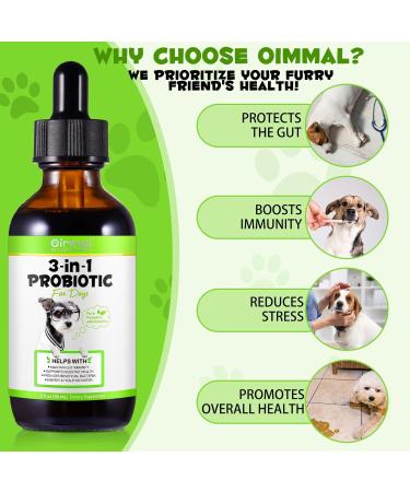 Probiotics for Dogs 2 Oz Natural 3 in 1 Dog Probiotic Drops Dog Probiotic Supplements Supports Gut Health Itchy Skin Allergies Liquid Probiotics for Dogs for All Ages and Breeds Dogs - Buy Online on GoSupps.com