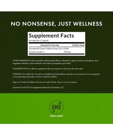 Swanson Maximum Strength Graminex Flower Pollen Extract - Supports Prostate Health, Urinary Tract Function, and Kidney Health - Mens Health Supplement - (60 Capsules, 500mg Each) (4 Pack) 60 Count (Pack of 4) - Buy Online on GoSupps.com